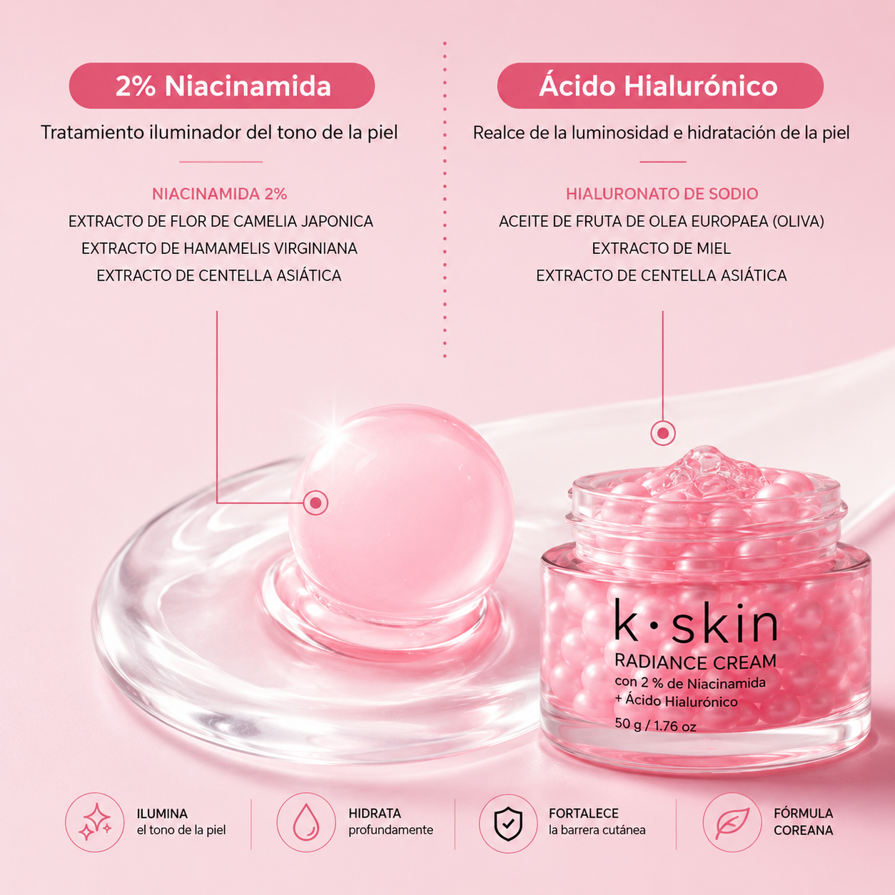 K·Skin Radiance Cream con 2 % de Niacinamida + Ácido Hialurónico