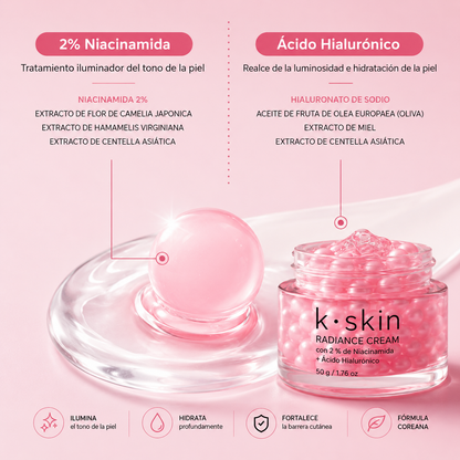 K·Skin Radiance Cream con 2 % de Niacinamida + Ácido Hialurónico