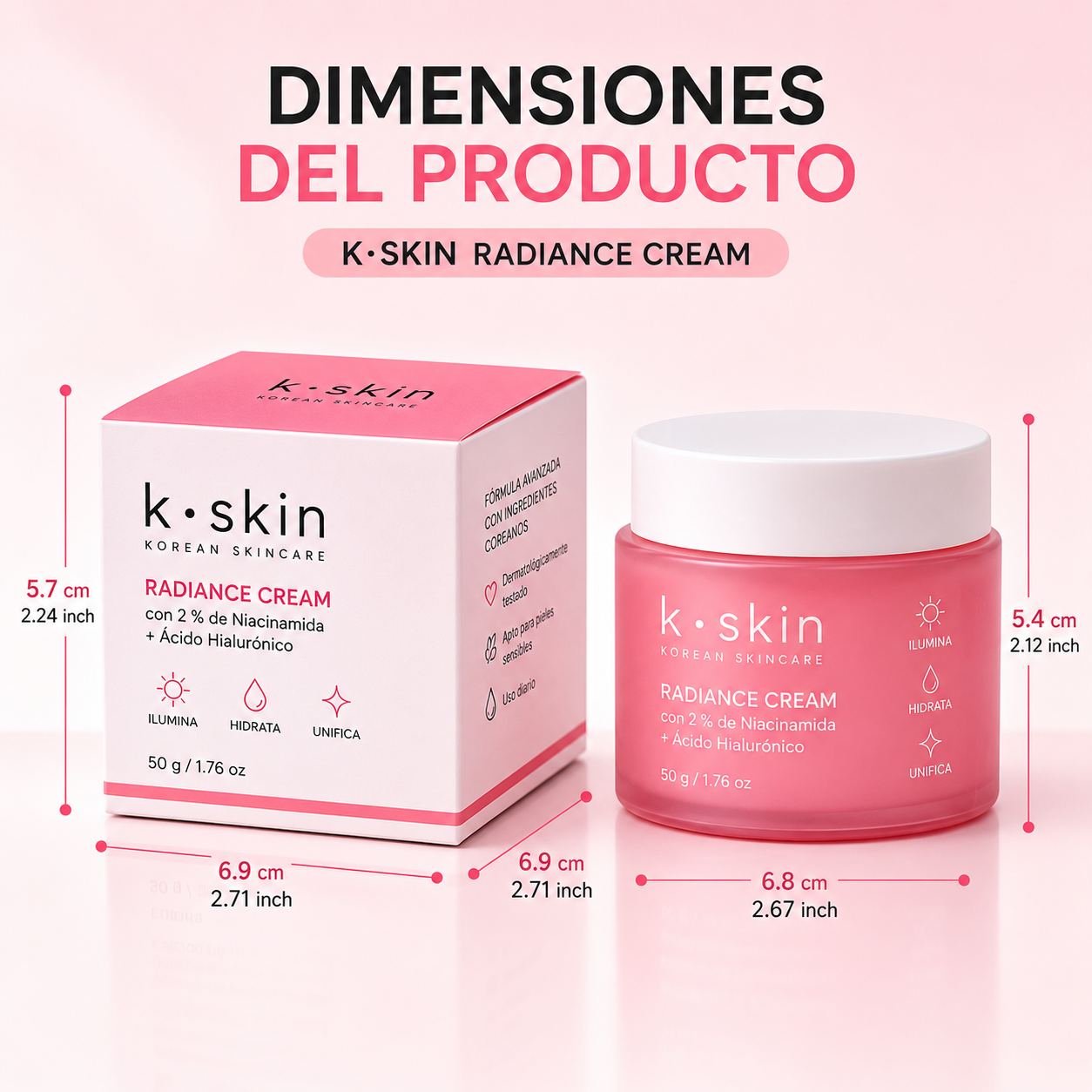 K·Skin Radiance Cream con 2 % de Niacinamida + Ácido Hialurónico